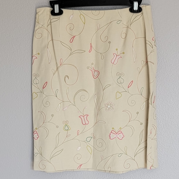 GRACE DANELEWIS EMBROIDERED SILK& LINEN BLAZER SKIRT SUIT SET/Size 6 - Picture 2 of 15